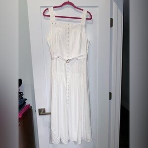 NWT White House Black Market White Button-Front Maxi Dress with Belt
